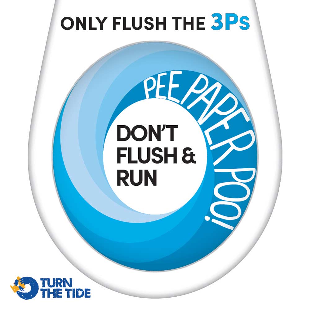 Only Flush the 3Ps - poster graphic design campaign with Turn the Tide Portishead